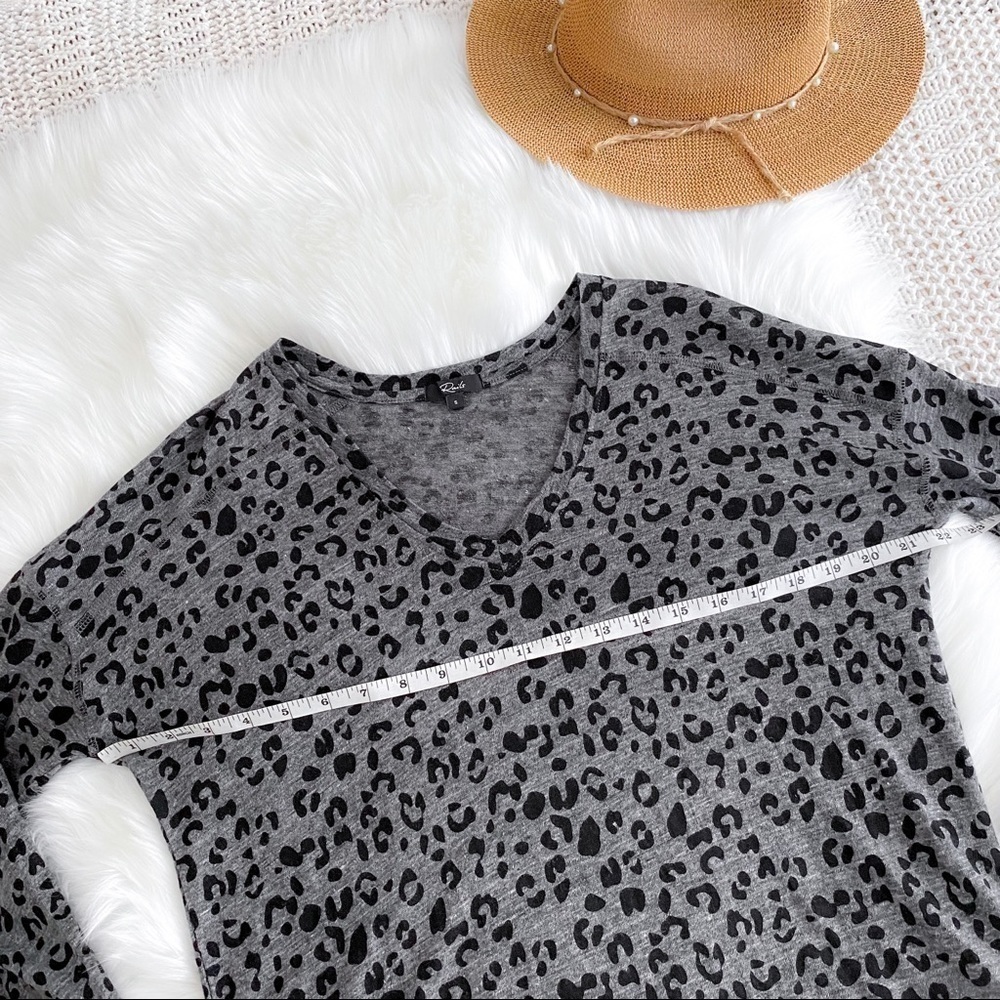 Rails Linen Long Sleeve Top Shirt Gray Sami Charcoal Leopard V-neck Sweater - Picture 11 of 12
